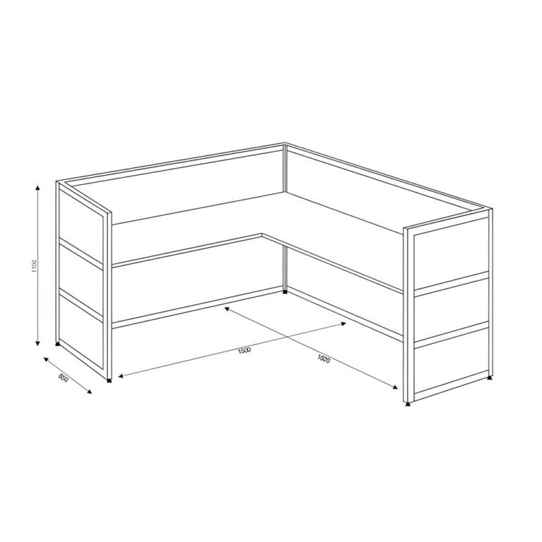 receptiemeubel hoek 150x297 cm technische informatie