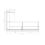 receptiemeubel hoek 150x297 cm technische maten