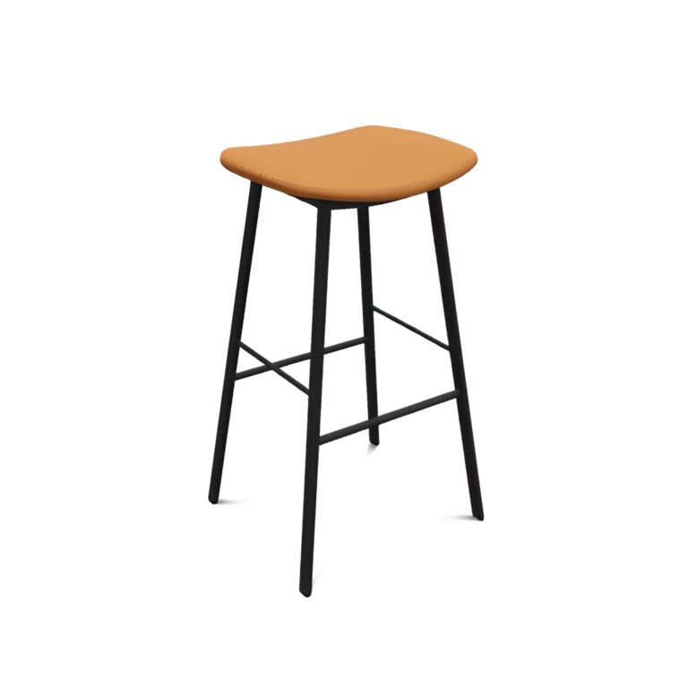 barkruk den bosch frame antraciet EP72 kunstleer cognac m384