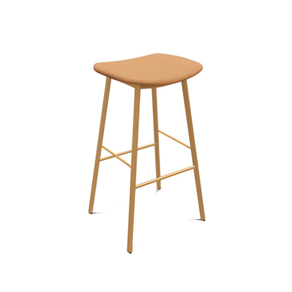 barkruk den bosch frame goud imitatie EPA15 kunstleer oranje bruin m318