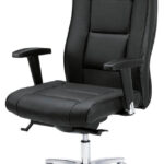 bureaufauteuil den haag zwart leder schuin voorkant