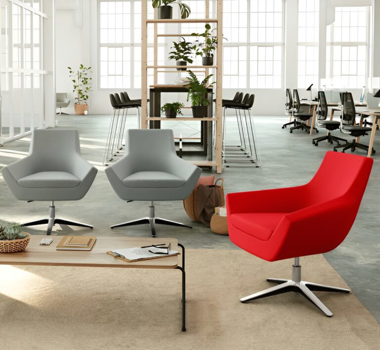 wachtkamer fauteuil storn small grijs en rood