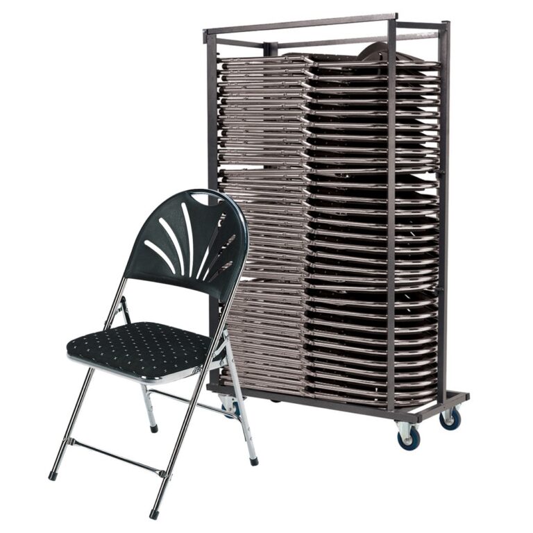 klapstoel deluxe chroom zwart met spikkel motief kar met klapstoelen