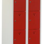 lockerkast 10 vaks grijs met deuren rood