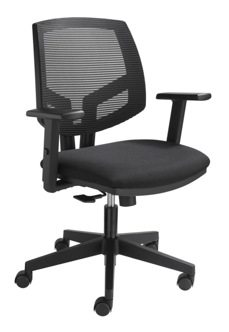 zwarte bureaustoel rug zwart mesh