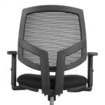 zwarte bureaustoel rug zwart mesh close-up