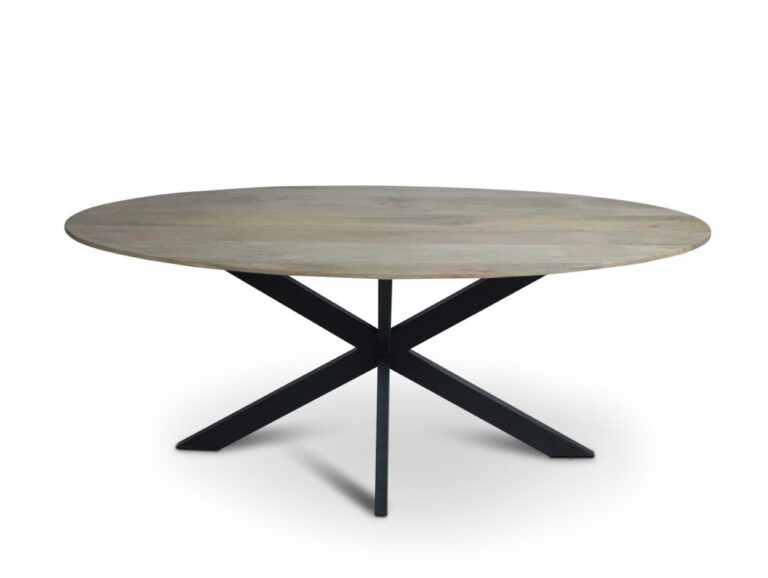 Ovale vergadertafel naturel ruw