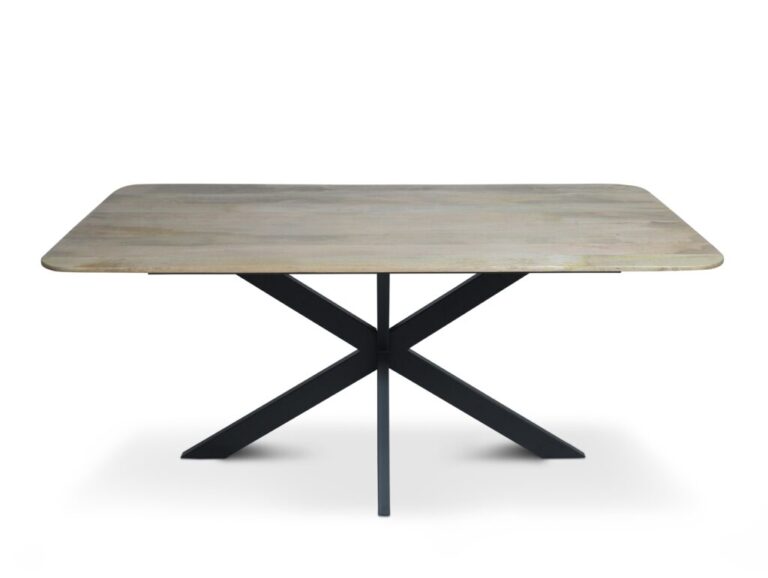 Rechthoekige afgeronde vergadertafel naturel ruw