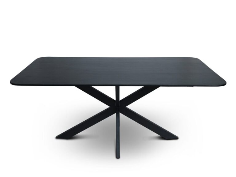 Rechthoekige afgeronde vergadertafel zwart glad