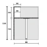 receptiebalie zwart schets afmetingen