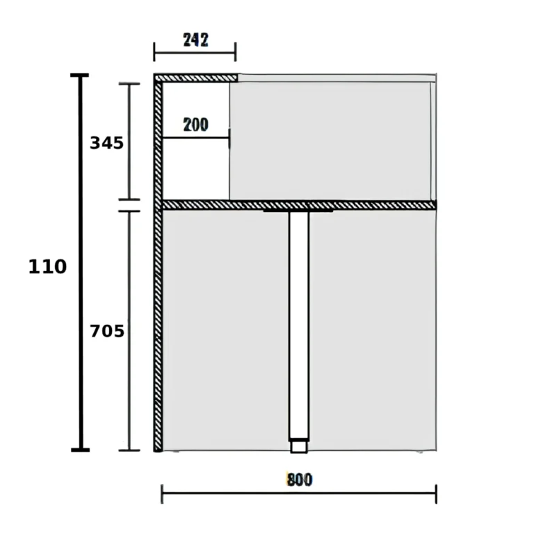 receptiebalie zwart schets afmetingen