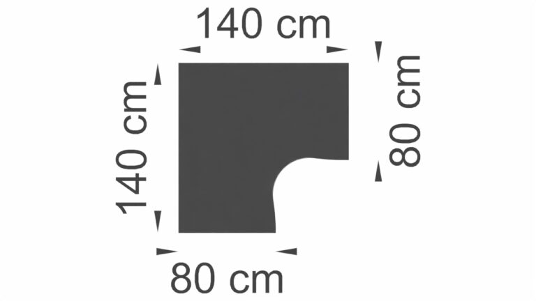 Hoekbureau in het zwart, 140x140cm afmetingen