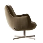 Stoere fauteuil Cognac - velvet stof taupe