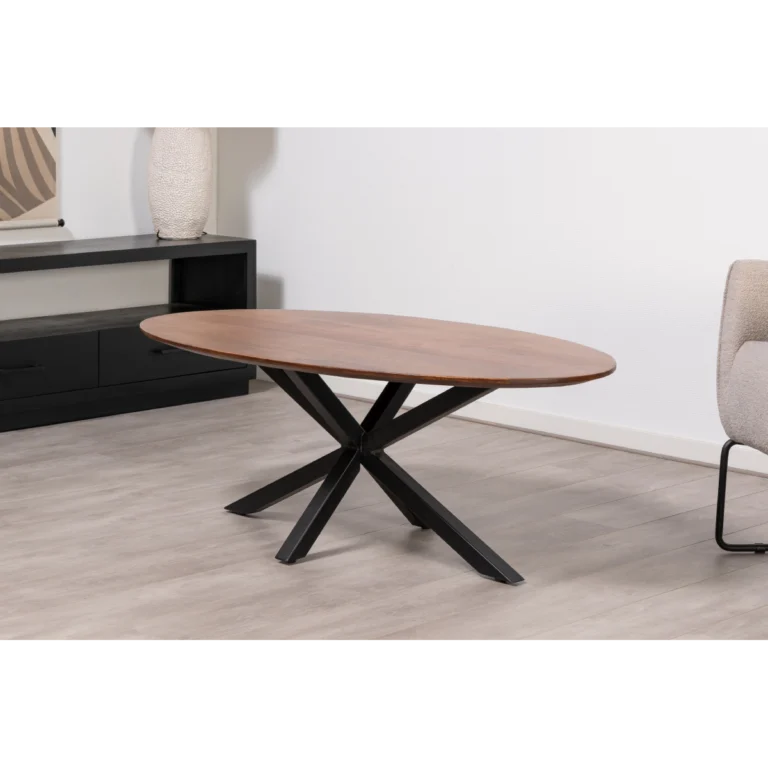 salontafel 130x70 cm ovaal bruin sfeerfoto