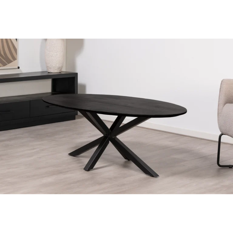 salontafel 130x70 cm ovaal zwart 2