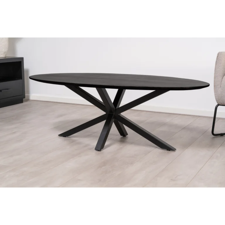salontafel 130x70 cm ovaal zwart 3