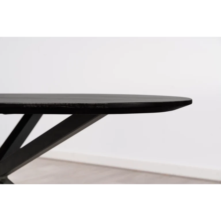salontafel 130x70 cm ovaal zwart zijkant blad