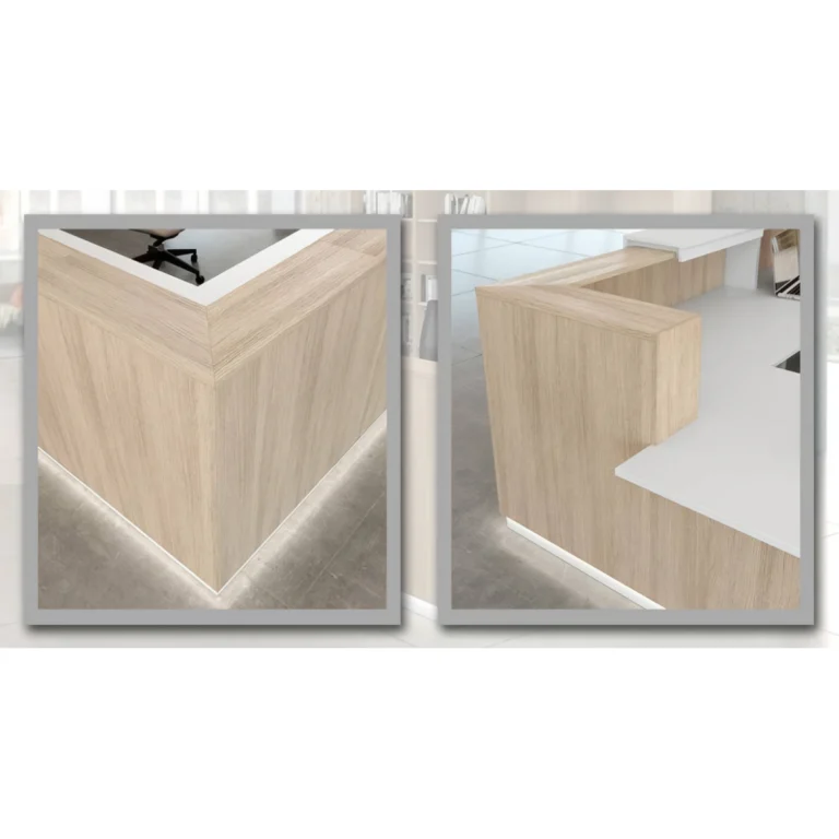 receptiebalie zwart in de kleur eik detail