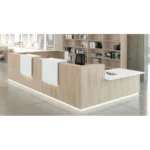 receptiebalie zwart in eiken hoek met laag deel