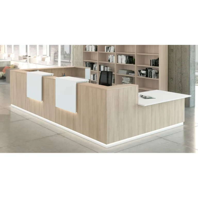 receptiebalie zwart in eiken hoek met laag deel