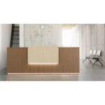 receptiebalie zwart in het peren met LED-verlichting en opzetelement in licht acacia