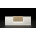 receptiebalie zwart met witte romp eiken opzet element met led verlichting