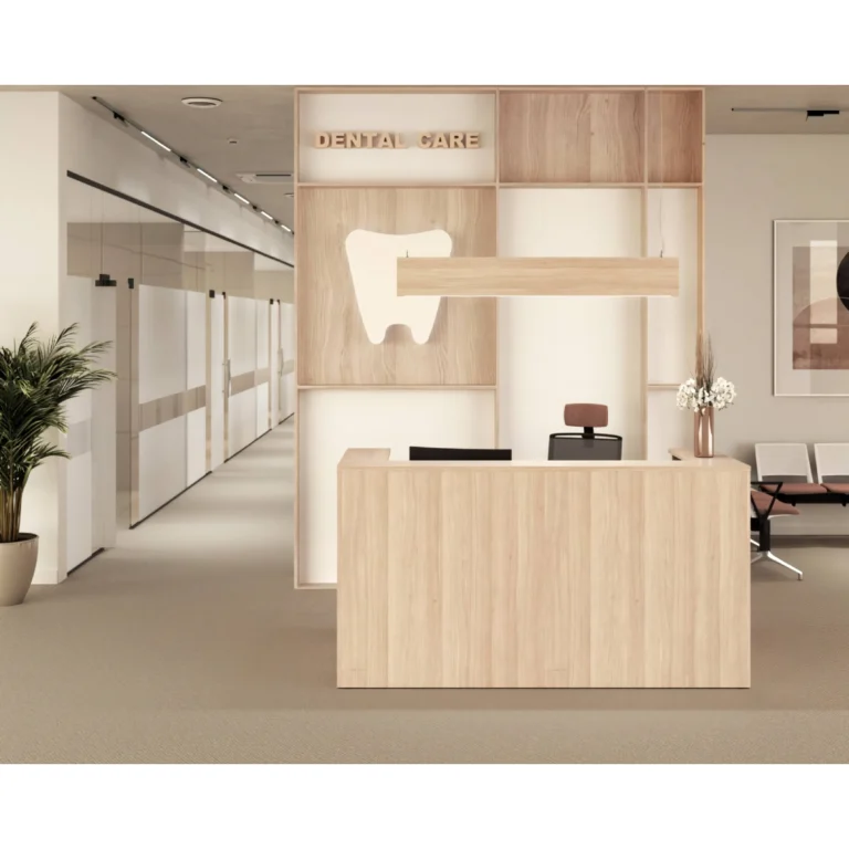 receptiebalie zwart sfeerfoto balie in maple