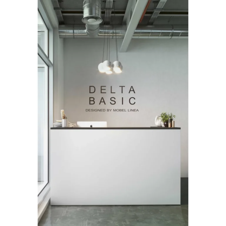 receptiebalie zwart vooraanzicht witte uitvoering zwarte bovenkant